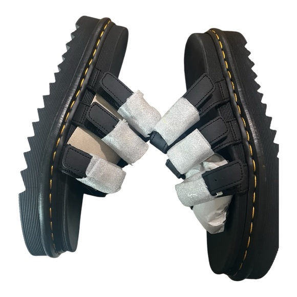 Dr. Martins Blair Leather Buckle Slides in Hydro Leather Black Womens Size 11 - Picture 7 of 13